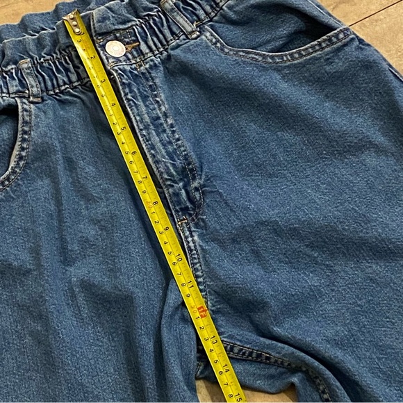 Zara Paper-bag High Waisted Tapered Blue Denim Jeans Size M Join Life Boho - Picture 8 of 11